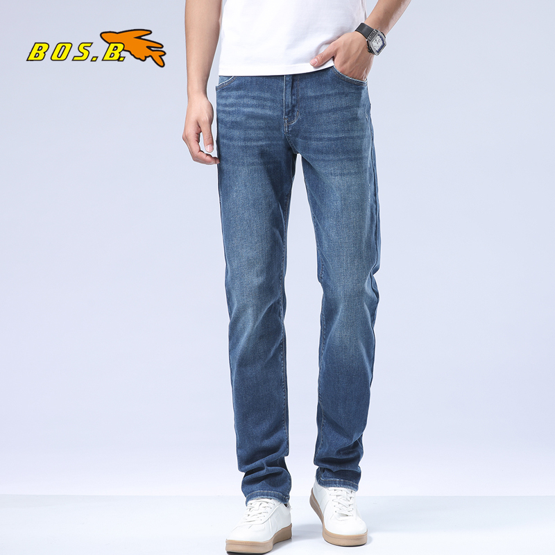 Flying Fish Jeans Summer Washed Blue Zipper Men's Casual Straight-Leg Versatile Trousers 15780