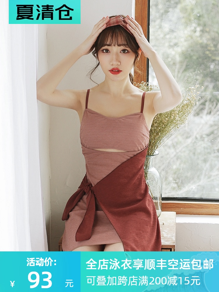 Jinzhu swimsuit women's summer 2021 new one-piece cover belly thin conservative fairy student small chest small fresh bathing suit