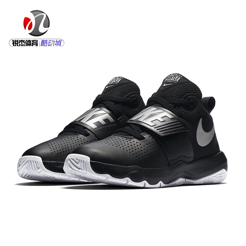 Nike Nike Nữ Big Kids Velcro Thoải mái Chống mài mòn Đệm thể thao thông thường Giày bóng rổ thể thao 881941-001 - Giày bóng rổ