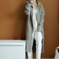 Tamped heavy soft glutinous and dangling hooded cashmere cardigan big coat high-end cow