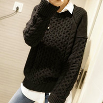 Heavy temperament simple lines and smooth lines Classic British style thick soft glutinous twisted full cashmere sweater