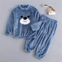 Mother and daughter pajamas Parent-child clothing Autumn and winter flannel hooded leisure suit Coral velvet warm home clothes mother and child clothing