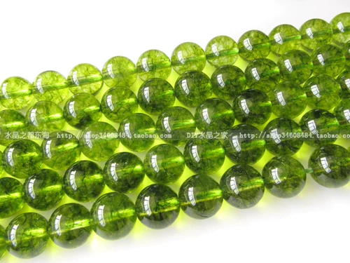 DIY散珠 天然水晶 绿色爆花晶半成品隔珠配珠 链项链腰链脚链珠