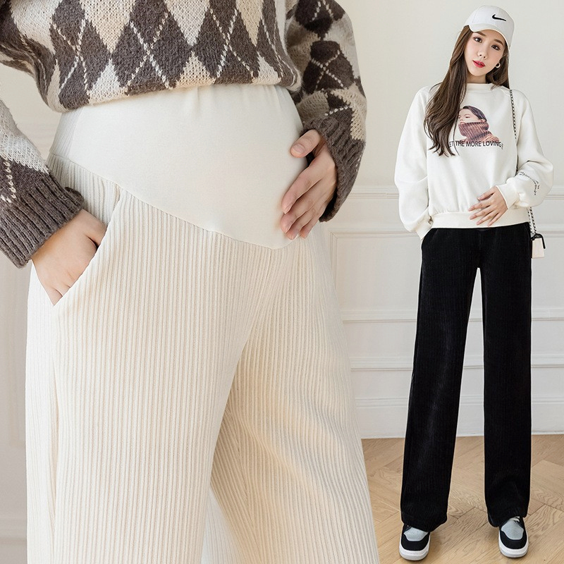 Maternity Pants, Summer Thin Straight-Leg Style, Late Pregnancy, Plus Size, Suitable for Spring and Autumn, Wide-Leg Pants for Summer, Ice Silk Long Pants