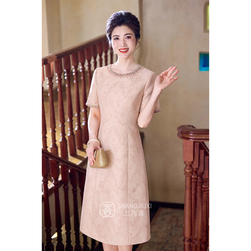 Shangjiuxi Mom's Summer Qipao Dress for Petite Women, Modified Dress 2026, Super Popular Chinese Style, New Chinese Style, Suitable for Daily Wear