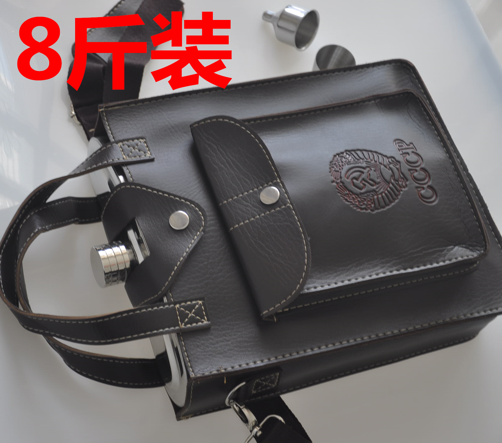 Russian hip flask 138 oz hip flask 8kg 4kg stainless steel hip flask leather outdoor military flask