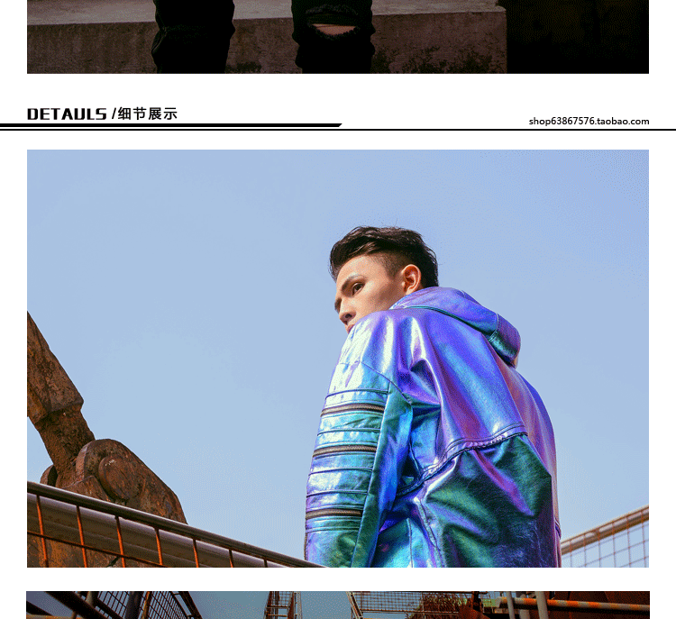 2019 mùa thu và mùa đông mới áo khoác cảm giác kim loại đồng quê gió gió hip-hop bằng sáng chế da nam và nữ áo khoác quá khổ áo gió giảm cân