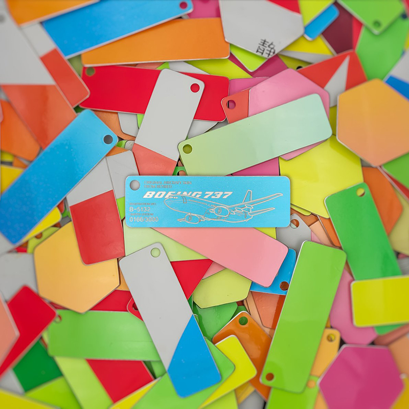 Airlinertags Shanghai Airlines Jie'An Boeing 737 Aircraft Skin Keychain Luggage Tag Pendant