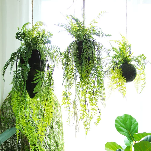 Ручная феррита Ферма Внутреннее небо небо висячие шарики висят травяной мяч Симуляция зеленого растения творческое домашнее потолочное отделение