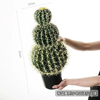 Тройной кактус с желтыми шипами в горшке