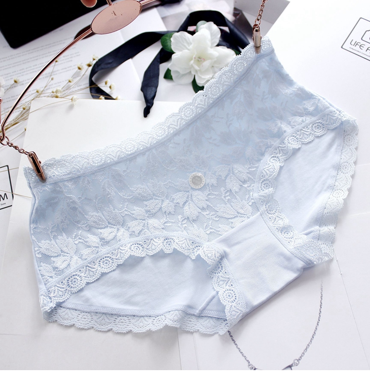 Freehand bướm màu xanh nhạt tình yêu Shu căng modal thoải mái ren bên lưới trong eo tam giác nữ đồ lót quần lót thun lạnh