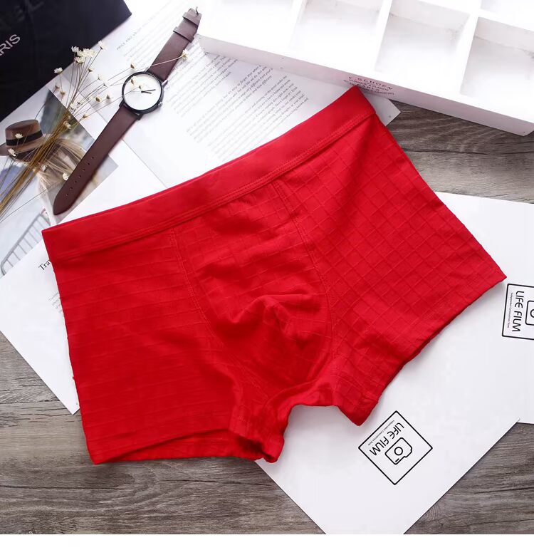 Lưới kinh doanh Trung Quốc Năm sinh đỏ Lễ hội Red Man Men Boxer Tóm tắt Chất lượng Cotton mềm mại Thoải mái thoáng khí quần sip nam