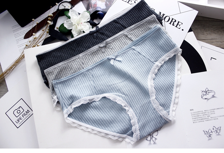 Vintage sọc văn học Bướm Ai thoải mái thoải mái da mềm bông thoải mái ren tam giác nữ đồ lót quan lot nu
