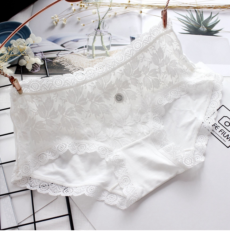 Freehand bướm màu xanh nhạt tình yêu Shu căng modal thoải mái ren bên lưới trong eo tam giác nữ đồ lót quần lót thun lạnh