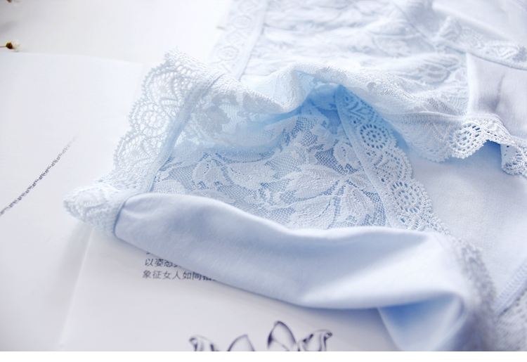 Freehand bướm màu xanh nhạt tình yêu Shu căng modal thoải mái ren bên lưới trong eo tam giác nữ đồ lót quần lót thun lạnh