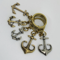 Dongguan break copper pure copper key buckle boat anchor pendant brass white bronze Navy anchor pendant small hanging pendant male bag bag bag