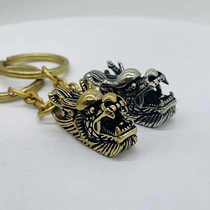 Dongguan pure copper faucet keychain creative handmade zodiac Dragon solid pendant beauty card retro accessories