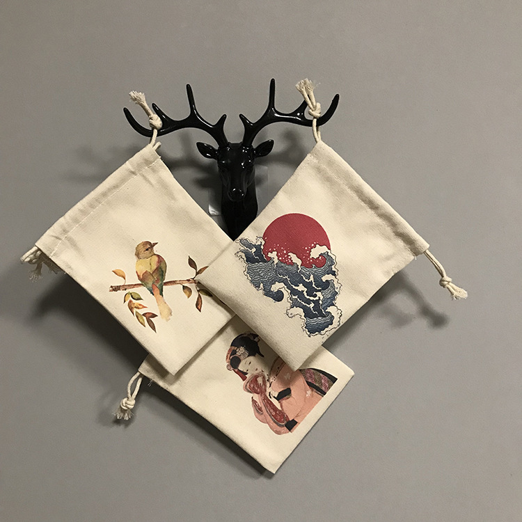 Jewelry packagingSmall cloth bagCanvas drawstring printing bagTravel storage bagFabric drawstring pocketCoin purse