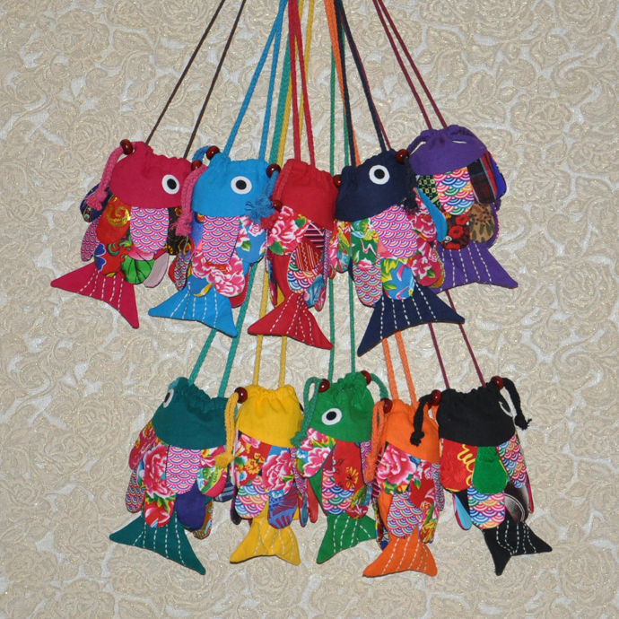 National Wind Featured Handicrafts Slijiang Tea Horsefish Mini Red Envelope Bag Bag Bag Changcheng Bag Changcheng