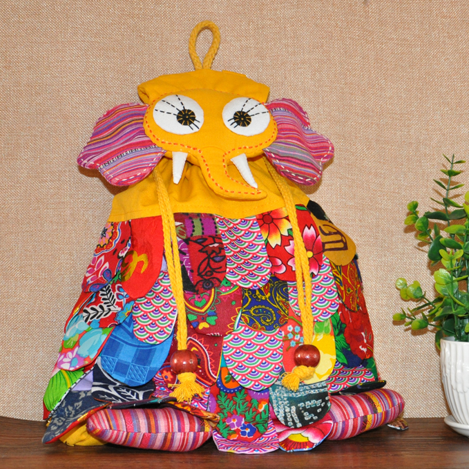 Yunnan Ethnic Style Feature Large Handmade Cloth Art Lijiang Tea Horse Cute Animal Elephant Backpack Backpack