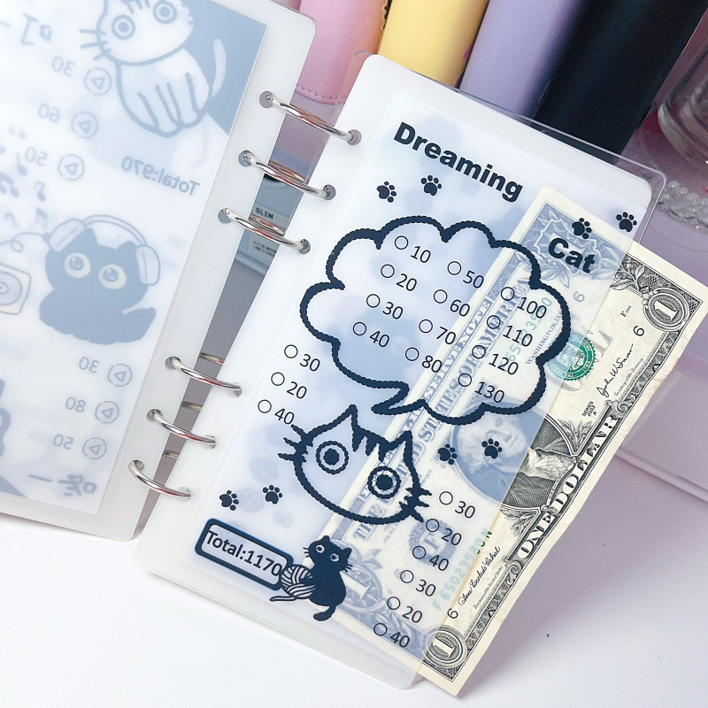 Modifiable Amount Original A6 Cat Series Fun Coloring Money Bag Cash Bag Money Saving