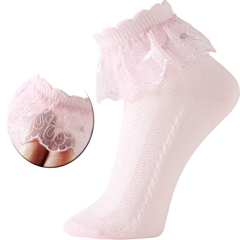 Spring, autumn and summer children's lace socks princess lace girls dance socks breathable student socks pure cotton comfortable