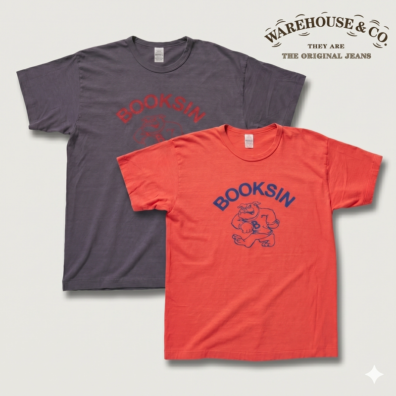 [in Stock] Warehouse 4064 American Retro Washed Crew Neck T-Shirt Booksin Classic Bulldog