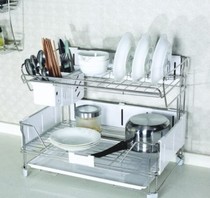 Stainless Steel Double Bowl Rack Drain Rack Kitchen Shelve Items Contain Drain Bowl and Chopstick Dish Racks (samples)