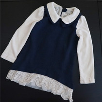 Girls Korean version of velvet fake two-piece dress Spring and Autumn 100-140 Size Small