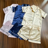 Мягкие шелковые шорты, пижама, комплект, 2 размер, подходит для подростков, короткий рукав