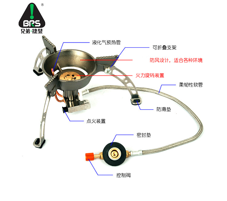 Bếp ngoài trời cắm trại thiết bị cầm tay bếp gas gió đặt bếp hoang dã bếp lò BRS-11 - Bếp lò / bộ đồ ăn / đồ nướng dã ngoại lò nướng ngoài trời