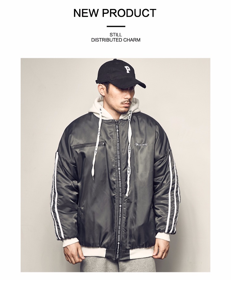 [Ưu đãi đặc biệt] Phong cách Mỹ in thư trùm đầu cotton nam mùa đông ấm áp quần áo cotton nam áo khoác đôi lỏng lẻo áo khoác da nam