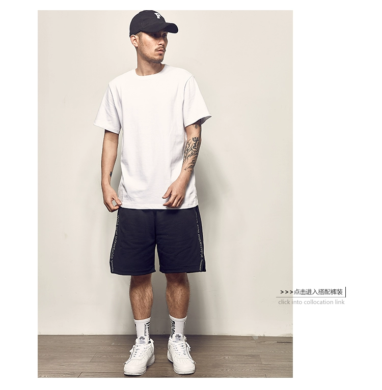 Đường nam mùa hè New American Casual Màu rắn Áo thun ngắn tay Áo sơ mi nam Joker hợp thời trang Vòng cổ cotton TEE áo thun polo