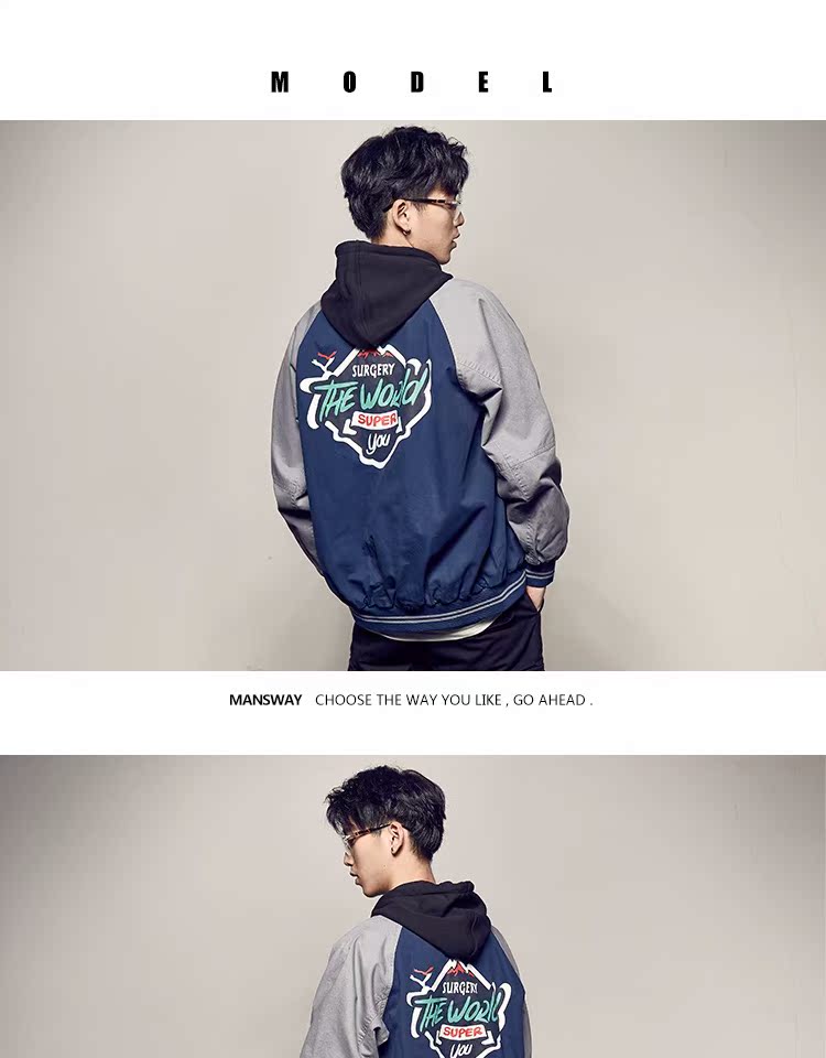 Đường dành cho nam mùa thu New American Letter In Jacket Áo khoác nam giới Nhật Bản Áo khoác bóng chày tương phản retro áo phao bomber nam