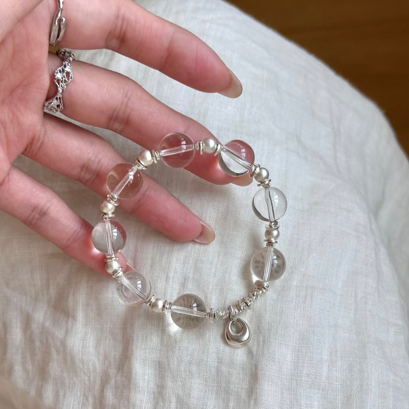 925 Sterling Silver Natural White Crystal Bracelet for Women, 2026 New Popular Model, Light Luxury Niche High-End Bracelet Jewelry