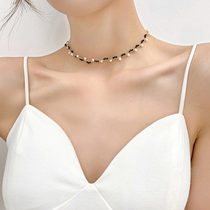 Pearl necklace light luxury niche design sense 2020 New neck chain female short money circle Net red temperament double layer
