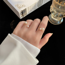 French pearl ring female light luxury niche design simple advanced sense exquisite ins Wind Net Red index finger adjustable