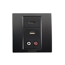 Type 86 concealed multimedia panel Black video 4K high-definition HDMI USB AV lotus dual audio socket