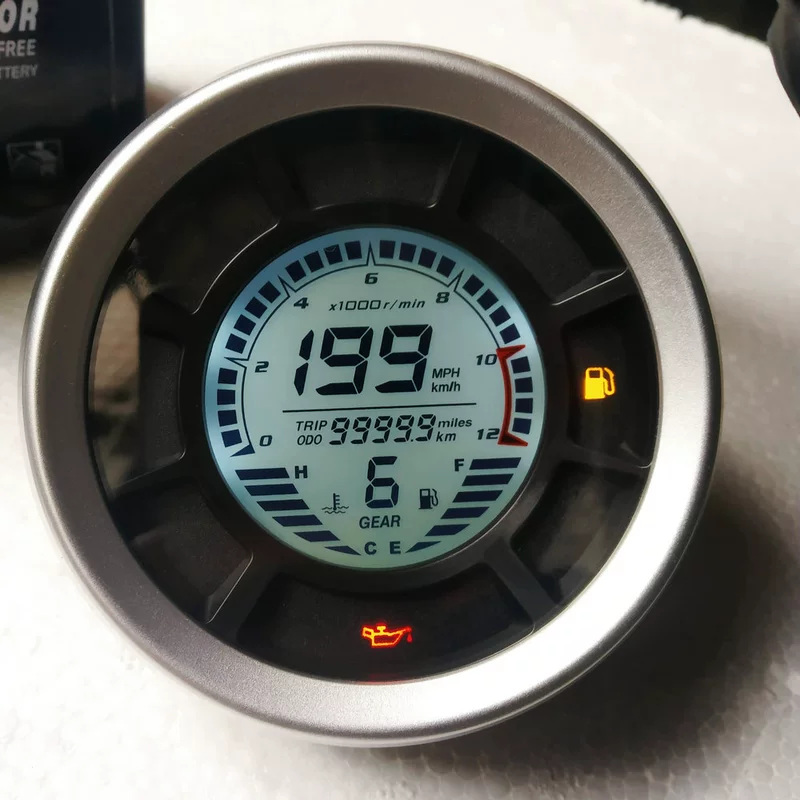 Xe máy phổ biến sửa đổi dụng cụ LCD vòng 1-6 đồng hồ đo nhiệt độ nước - Power Meter