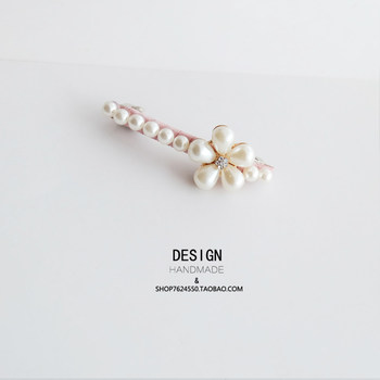 Flower Series~Original Lady Sweet Pearl Rhinestone Flower Hairpin Top Clip Korean Imported Small Spring Clip