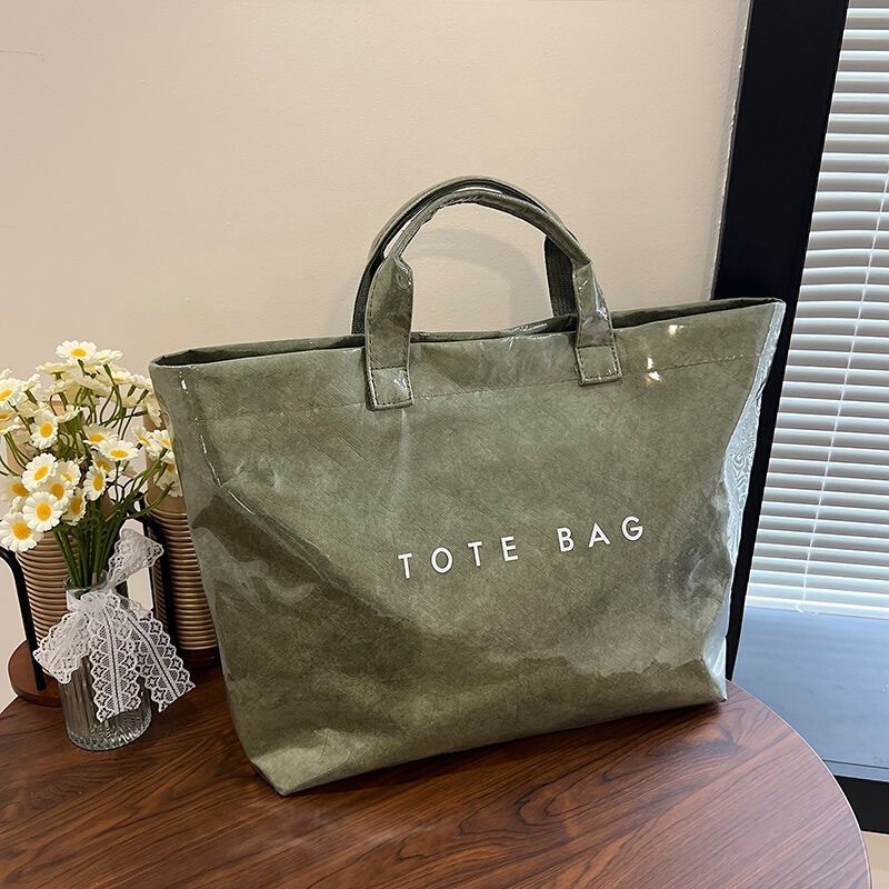 New Large-Capacity Dupont Paper Tote Bag, Transparent Fruit Jelly Bag, Suitable for Work, Commuting, Mommy Travel, and Outings