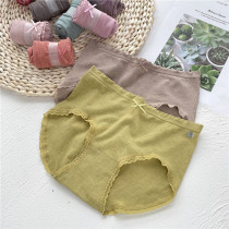 Two pretty woven panties Cute bow lace lace comfortable modal cotton seamless mid-waist womens pants