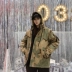 Áo hip-hop nữ mùa đông Phiên bản Hàn Quốc của thủy triều lỏng bf dày ngụy trang dụng cụ cổng gió trong quần áo cotton thủy triều quá khổ