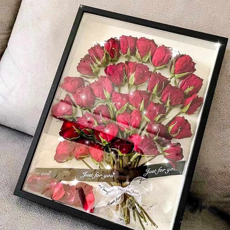 Three-Dimensional Hollow 5cm Dried Flower Photo Frame Creative DIY Bubble Mart Rose Flower Picture Frame Wall Hanging Lego Specimen Display Stand