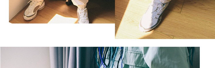 714street 18AW khâu màu tương phản nylon chức năng không thấm nước quần quần lỏng lẻo khuôn viên quần bình thường thủy triều quần bò nam