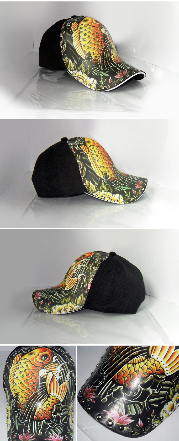 Men Women Brand Hat Carp Fish Floral Luxury Hats Girl Boy Hip Hop Baseball Cap Chic,58-64cm