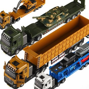 Large semi-mounted extended military engineering transport vehicle