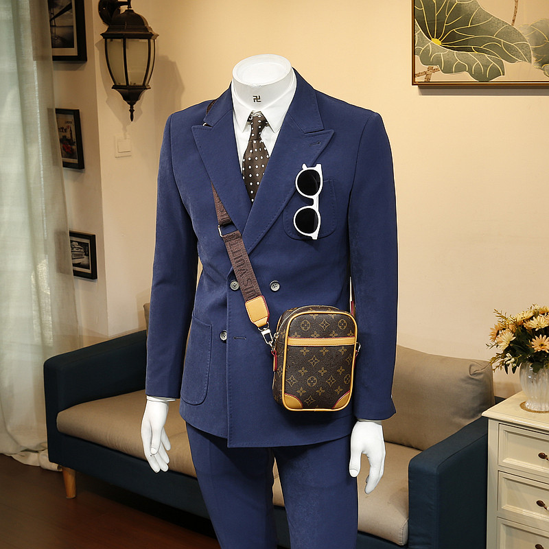 136524 autumn business casual dress Korean version slim marriage handsome groom double breasted suit male jacket