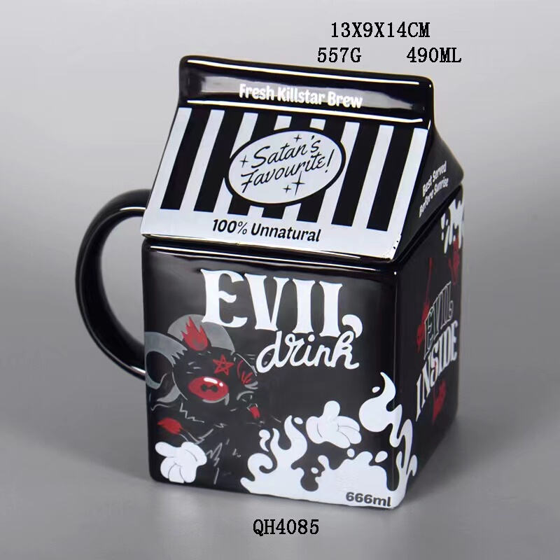 Ceramic Mug Lucky Cat Christmas Cup Quirky Personality Creative Niche Design Coffee Cup with Lid Water Cup