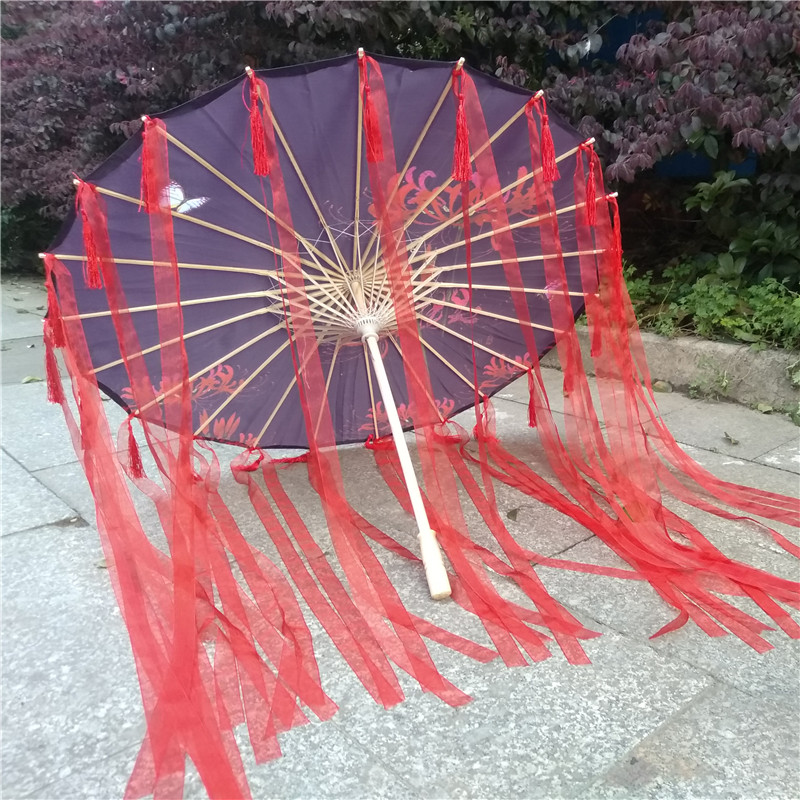 Dance umbrella Hanfu props sword net three umbrellas cos ancient costume umbrella flower umbrella ancient style tassel umbrella photo oil paper umbrella